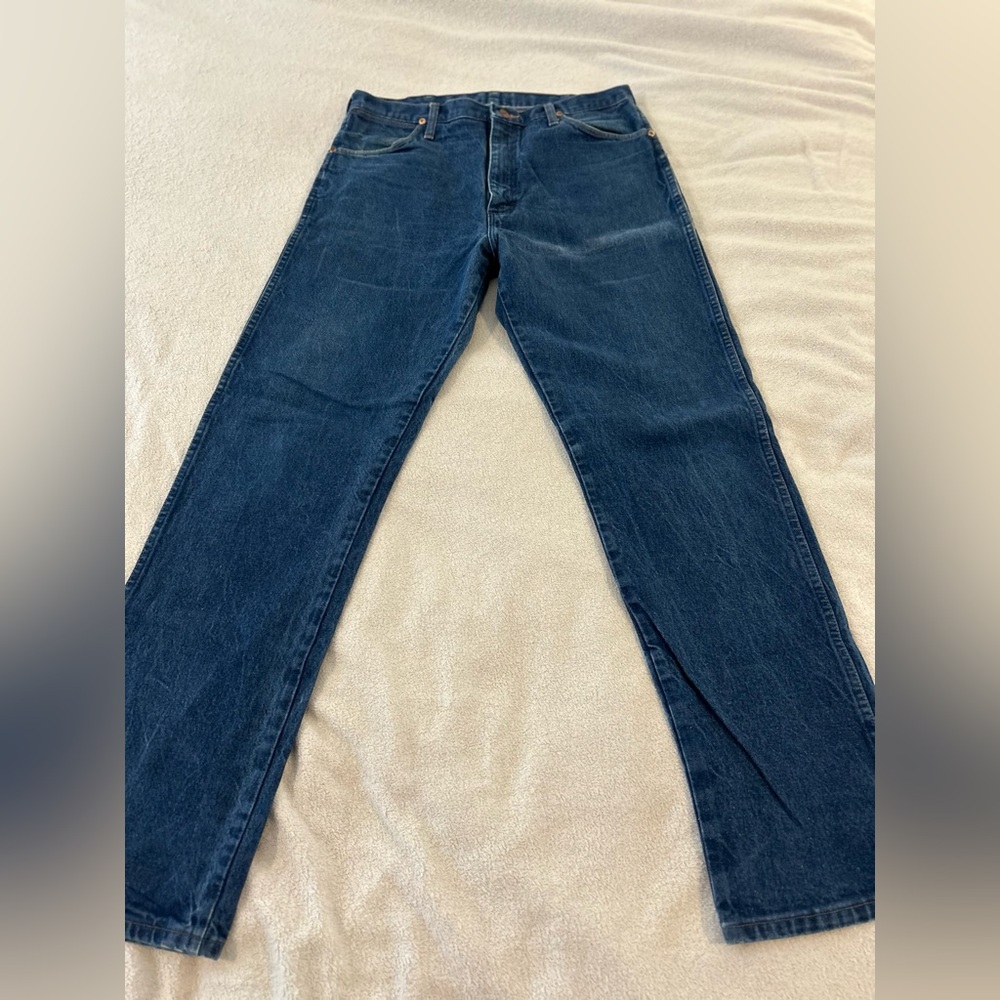Wrangler 36x34 Straight Leg Dark Wash Jeans Classic Western Denim